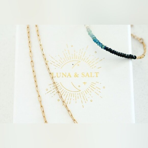 Gorgeous Sapphire Necklace Blue Ombre Sapphire Beaded Necklace Non-tarnish Gold - Picture 14 of 14